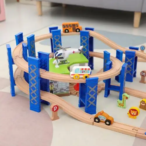 轨道小火车玩具木质电动火车357岁男孩拼装儿童益智玩具电动