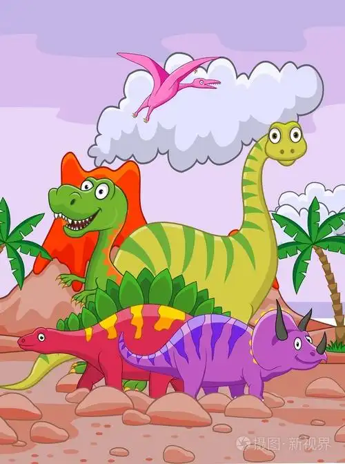 恐龙卡通插画-正版商用图片04i3vy-摄图新视界