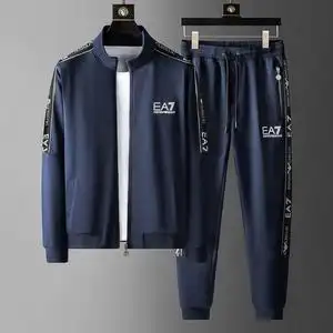 香港高端品牌利登阿玛尼加绒加厚休闲运动套装男士潮流纯棉两件套