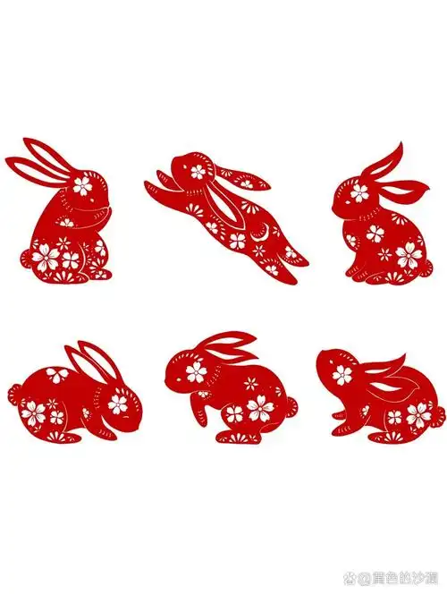 中国风兔子新年窗花创意剪纸 8215今天分享的是一组中国风兔子