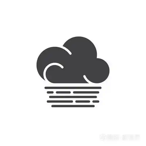 雾云图标矢量填充平标实象形图隔离在白色上天气预报符号标志图