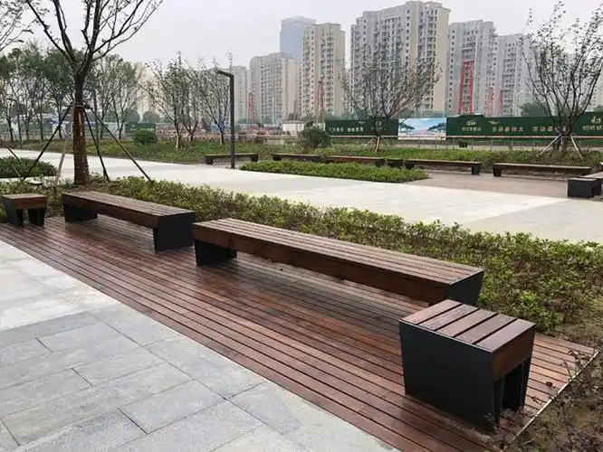 高耐竹木户外坐凳定制厂家防腐竹木公园椅景观座凳款式