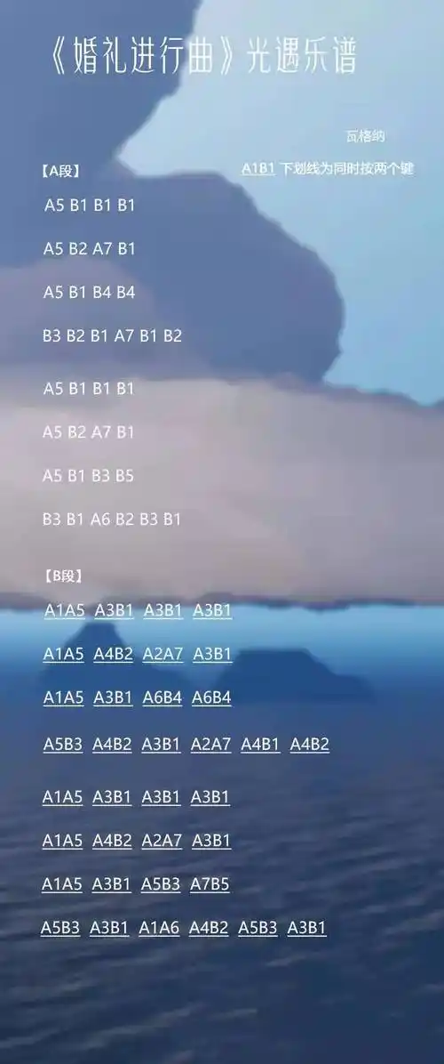 光遇婚礼进行曲简谱-婚礼进行曲钢琴竖琴简谱分享-燕鹿手游网