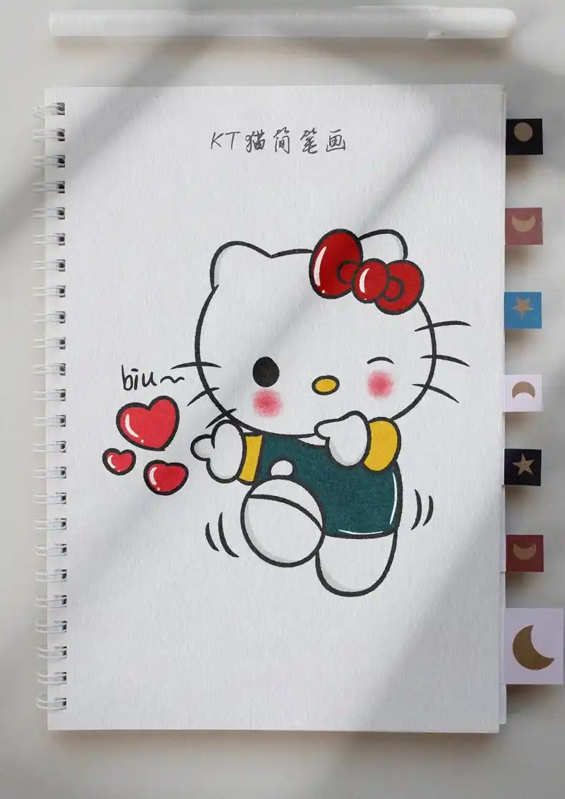 kt猫简笔画.周末啦,快来跟我一起学画画#kt猫 #简笔画  - 抖音