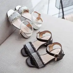 儿童凉鞋2020夏季新款女童水钻凉鞋一字带透气小女孩凉鞋高跟鞋