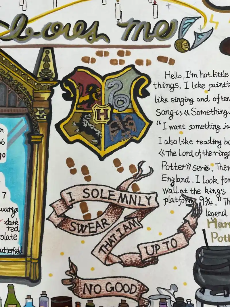 霍格沃茨版&英语手抄报 我的学生好棒棒哇!画得太好啦