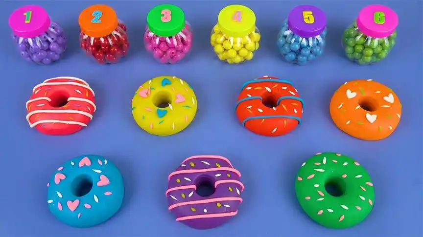 创意手工彩泥甜甜圈 益智游戏认识颜色