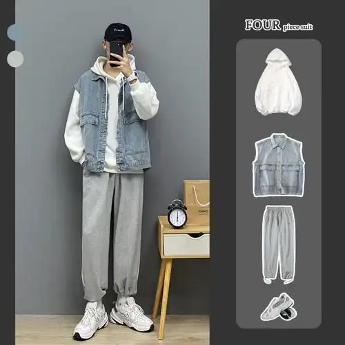 ubw支持国产春秋季男士运动休闲套装韩版学生帅气时尚潮流搭配一套