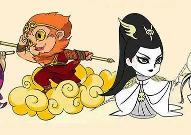 师徒三人看孙悟空打白骨精简笔画