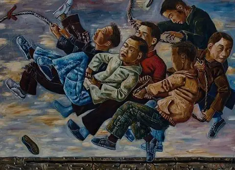 熊庆华《拔河》 100x73cm 布面油画 2014年
