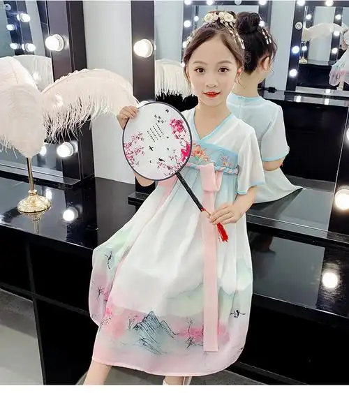 小樱子木屋童装&山水画汉服连衣裙