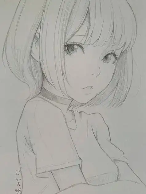 素描人物女孩素描人物女孩简单卡通