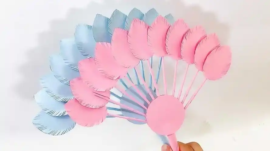 手工制作夏季扇子用纸做诸葛羽毛扇好看又凉爽