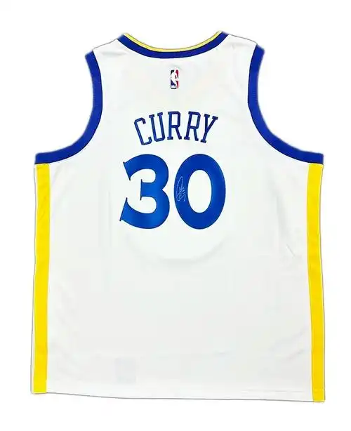 勇士队 17-18赛季 #库里 亲笔签名球衣白色 裱框 带 - 抖音