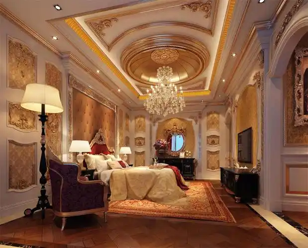 豪华欧式卧室背景墙设计装修效果图