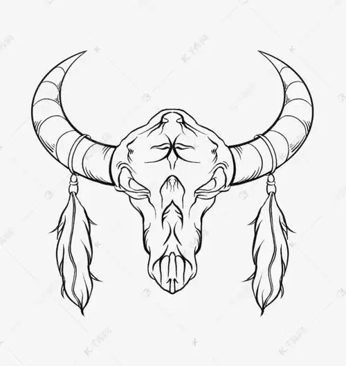 线描牛头图腾