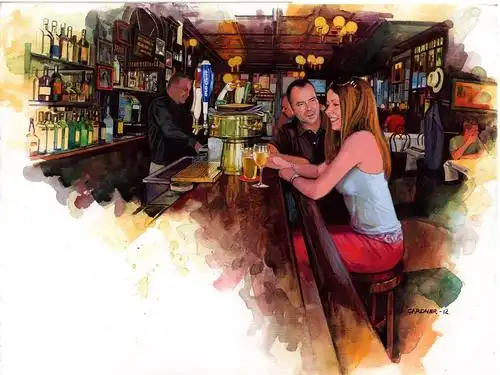 雅人叔的相册-水彩和马克笔手绘酒吧