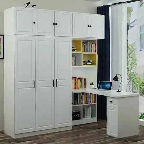 【65元券】书桌衣柜一体小户型儿童连体衣橱多功能组合柜带转角电脑桌