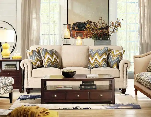 左拉家居clay克莱美式沙发田园乡村地中海布艺沙发客厅整套组合_7折