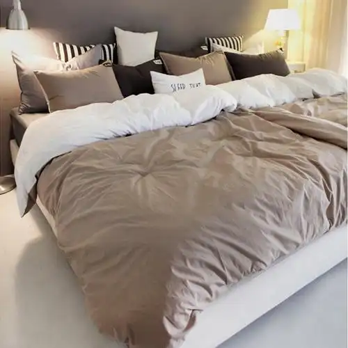 慕逸原创四件套北欧简约床单被套大地色纯棉纯色咖啡色系床品家纺