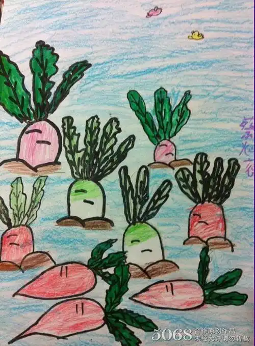 儿童才艺 儿童画初级 蜡笔画   提起萝卜,小朋友们一定都吃过,在小编