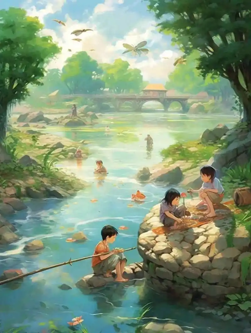 儿时家乡的记忆,一到夏天,河流边定会留下我们的身影!