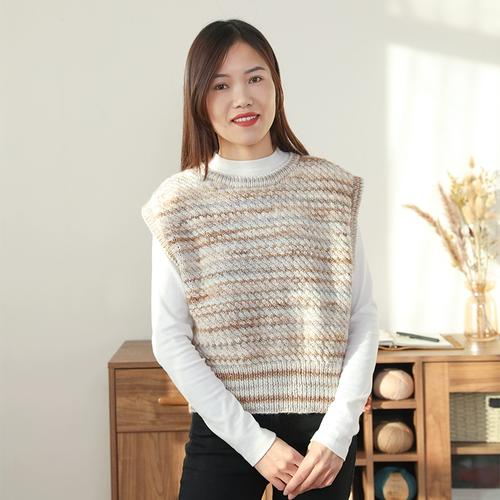 十刻云团粗毛线清欢女士套头背心马甲 棒针手工毛线材料包diy编织