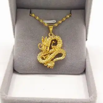 可颖玉井记 沙金项链男女十二生肖吊坠女款镀本命年大人儿童饰品 金龙