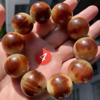 西藏牦牛角手串佛珠文玩手持念珠牛骨手链男士款正圆无裂一物一图4号