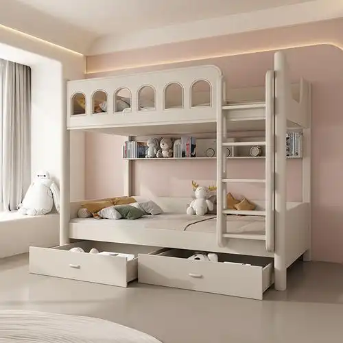 s`s`上下床双层床上下铺子母床儿童床高低床小户型白色平行床同宽