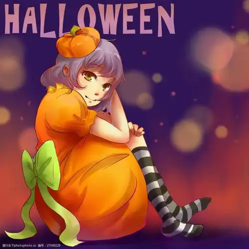 关键词:万圣节南瓜女孩插画 万圣节 南瓜 插画 原画 动漫     红色