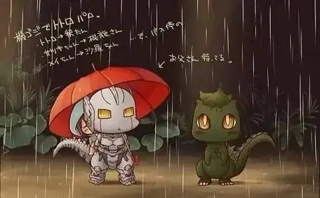 哥斯拉家族的拟人化 小基多拉,小巴特拉,小机械盖刚,小怪兽Ⅹ - 抖音