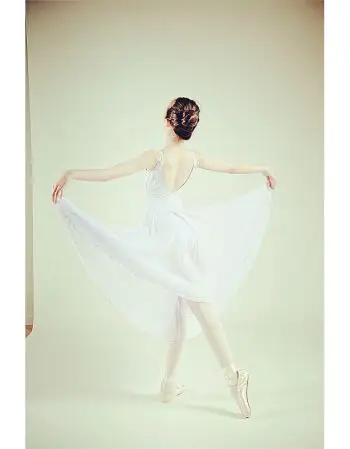 28女芭蕾舞蹈连体练功长裙服成人训练形体演出舍宾健美艺术体服 白色