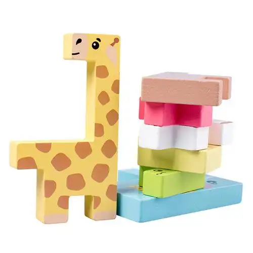 儿童动物拼图俄罗斯积木堆堆乐立体手抓板创意幼儿童早教木制玩具