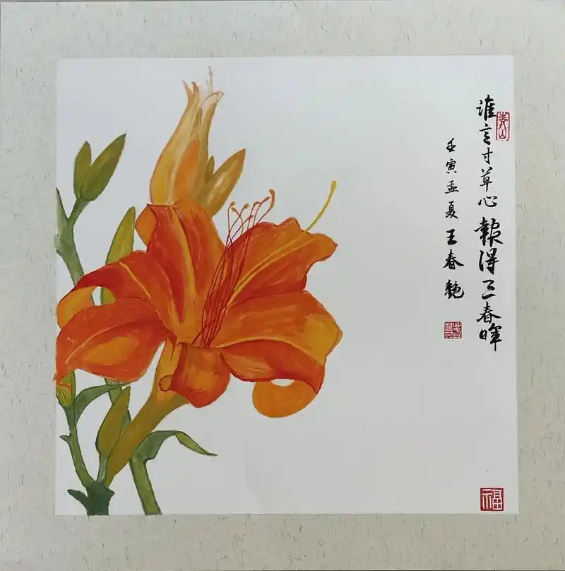 因为热爱所以坚持  国画一萱草花 - 抖音