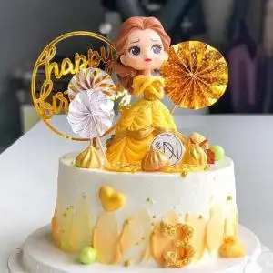 贝尔公主生日蛋糕装饰摆件女孩儿童甜品台装扮玩偶蛋糕装饰插件.
