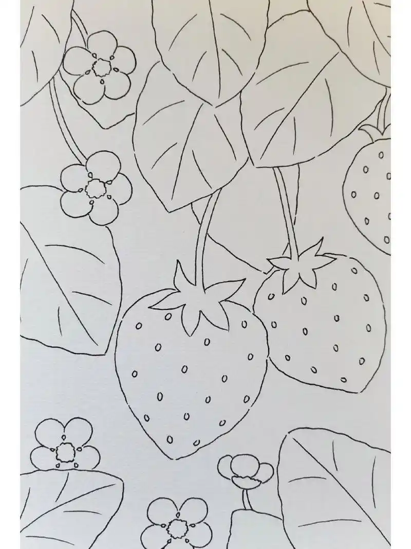 草莓简笔画 育儿创意画 草莓简笔画一幅,快带孩子画起来