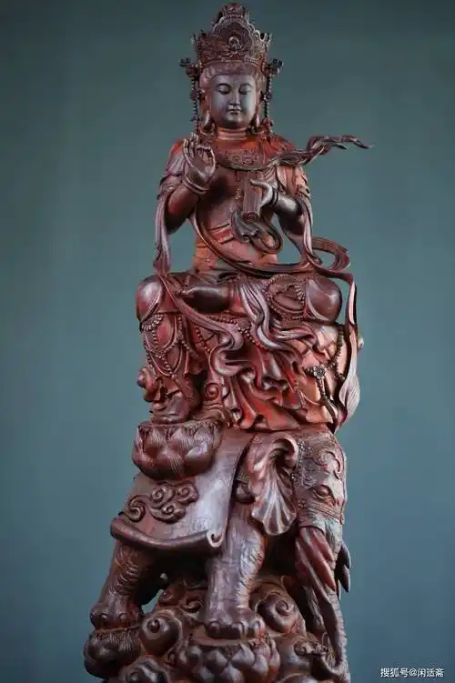 佛像艺术精品,小叶紫檀木雕,普贤菩萨_雕刻_祥云_空间