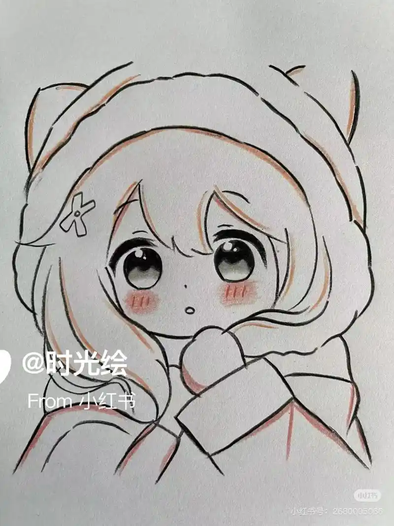 大佬画的vs我画的#手绘 #简笔画临摹#二次元人物#画画小白