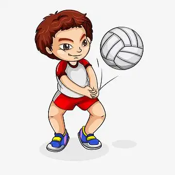 矢量手绘打排球男生