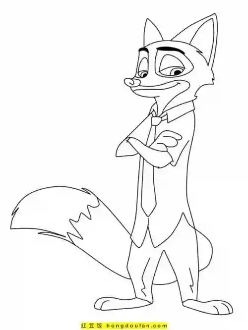 《疯狂动物城》尖叫吧涂色图片-红豆饭小学生简笔画大全