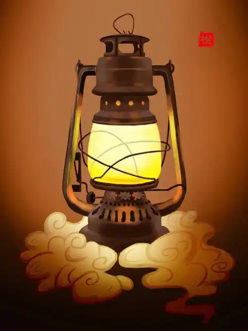 煤油灯手绘