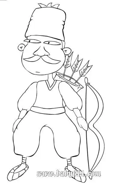 儿童涂色卡图片:猎人