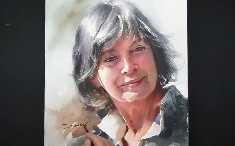 水彩肖像画 中年妇女的微笑_哔哩哔哩 (゜-゜)つロ 干杯~-bilibili