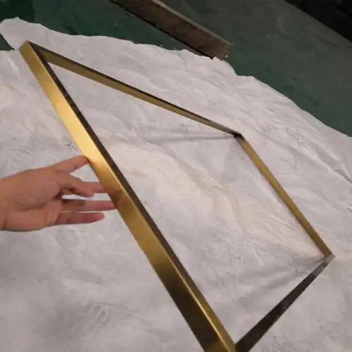 淋浴房镜面玫瑰金跑道型不锈钢镜框 卫生间拉丝黑钛金框