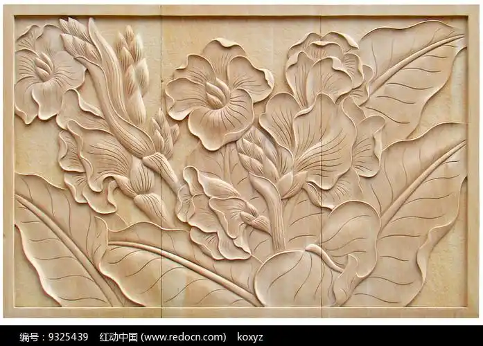 叶子画浮雕背景墙雕刻