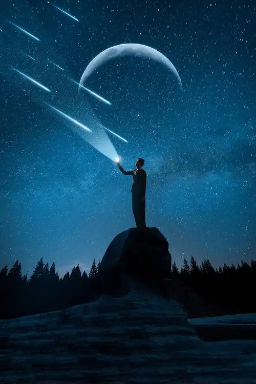 临摹合成夜空流星