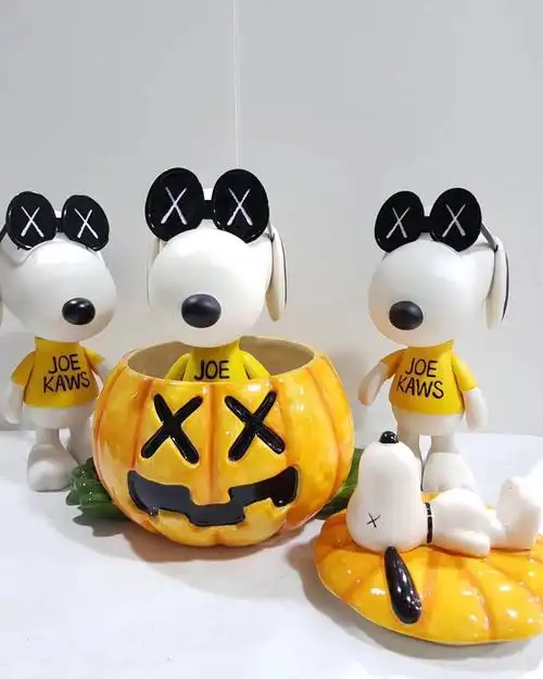 mandkaws公仔史努比万圣节南瓜头烟灰缸潮流摆件瓷器动漫水杯