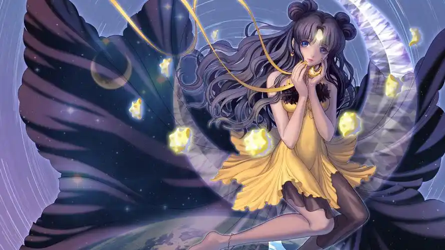 女神,翅膀,天使,月神,祈祷,眼睛,动漫女生桌面壁纸