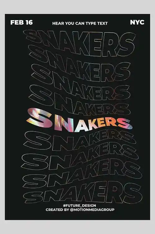 荧光流体彩色英文字母潮流海报